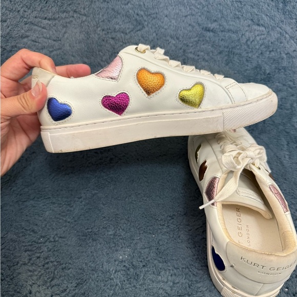 Kurt Geiger Lane Love Low Top Sneakers Women's EU Size 38/7.5 Metallic Designer - Picture 6 of 8